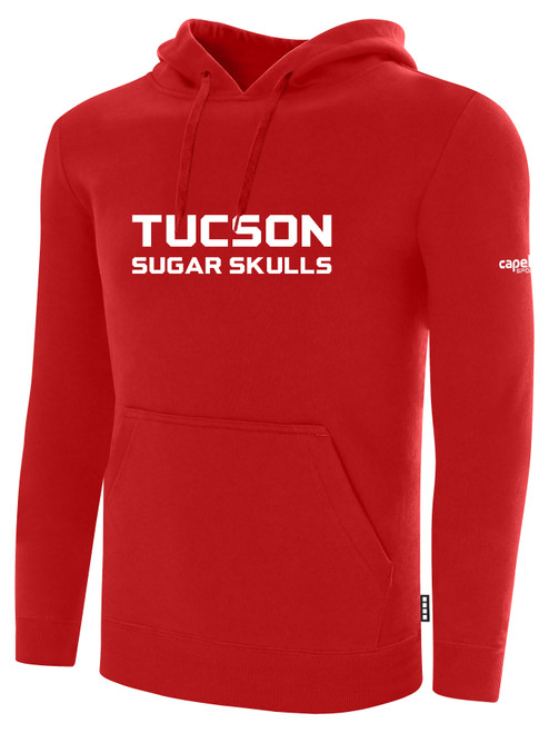 TUCSON SUGAR SKULLS IFL BASICS FLEECE PULLOVER HOODIE CREST ON WEARERS CENTER CHEST RED WHITE