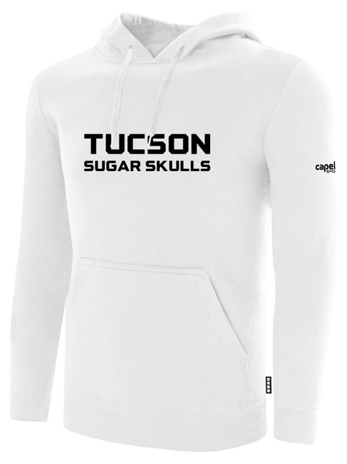 TUCSON SUGAR SKULLS IFL BASICS FLEECE PULLOVER HOODIE CREST ON WEARERS CENTER CHEST WHITE BLACK