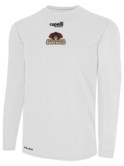 TUCSON SUGAR SKULLS IFL BASICS CREW NECK LONG SLEEVE POLY TEE WHITE