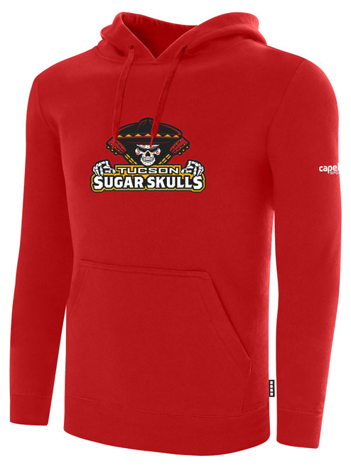 TUCSON SUGAR SKULLS IFL BASICS FLEECE PULLOVER HOODIE CREST ON WEARERS CENTER CHEST RED WHITE