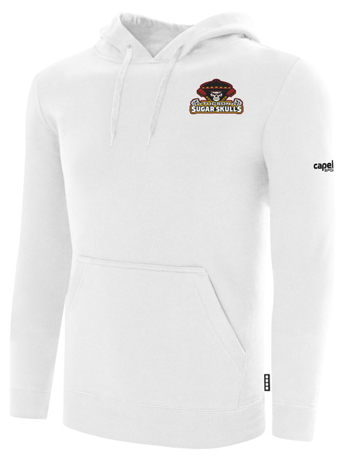 TUCSON SUGAR SKULLS IFL BASICS FLEECE PULLOVER HOODIE CREST ON WEARERS LEFT CHEST WHITE BLACK