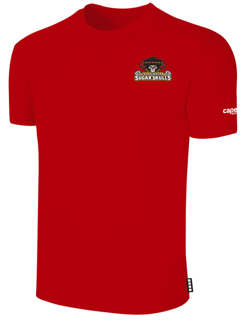 TUCSON SUGAR SKULLS IFL BASICS COTTON T-SHIRT CREST ON WEARERS LEFT CHEST RED WHITE