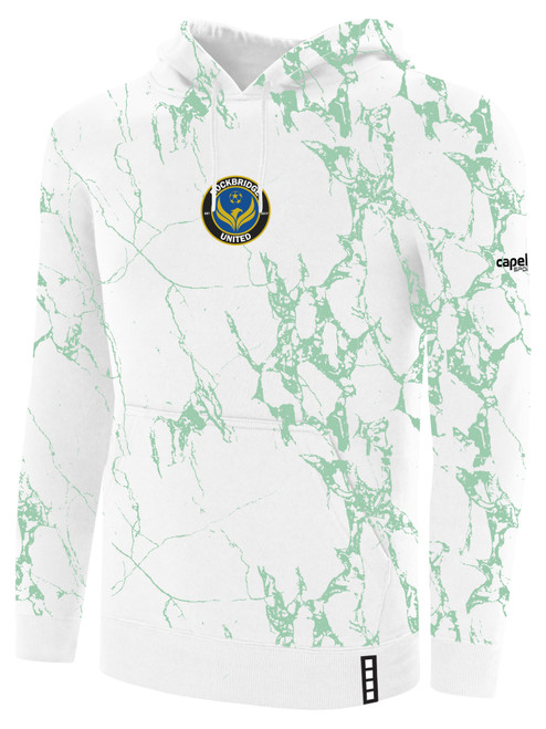 ROCKBRIDGE UNITED LIFESTYLE MARBLE FLEECE PULLOVER HOODIE WHITE MINT