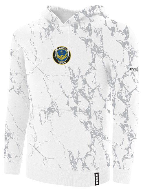 ROCKBRIDGE UNITED LIFESTYLE MARBLE FLEECE PULLOVER HOODIE WHITE LIGHT GREY
