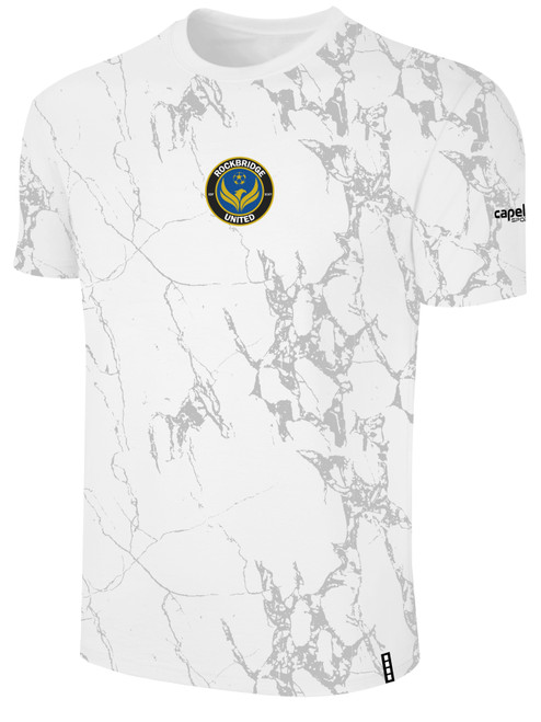 ROCKBRIDGE UNITED LIFESTYLE MARBLE TEE WITH SLEEVE LOGO WHITE LIGHT GREY
