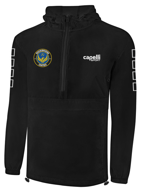 ROCKBRIDGE UNITED CLASSIC PACKABLE WINDBREAKER BLACK WHITE