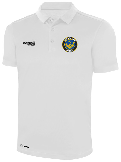 ROCKBRIDGE UNITED CLASSIC POLY POLO WHITE BLACK