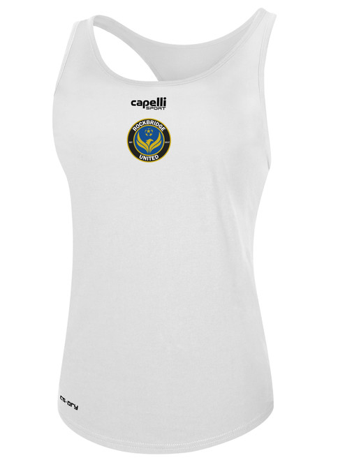ROCKBRIDGE UNITED BASICS RACER BACK TANK CREST CENTER CHEST WHITE