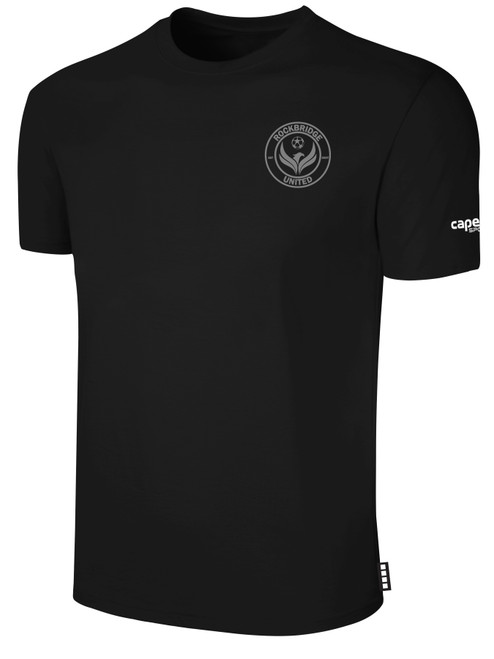 ROCKBRIDGE UNITED BASICS COTTON TEE CREST ON WEARERS LEFT CHEST BLACK WHITE