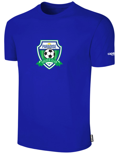 PARADISE SC BASICS COTTON TEE CREST ON WEARER'S CENTER CHEST ROYAL BLUE WHITE