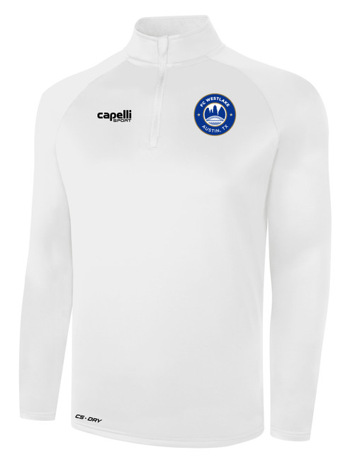 FC WESTLAKE BASICS POLY 1/4 ZIP TOP WHITE