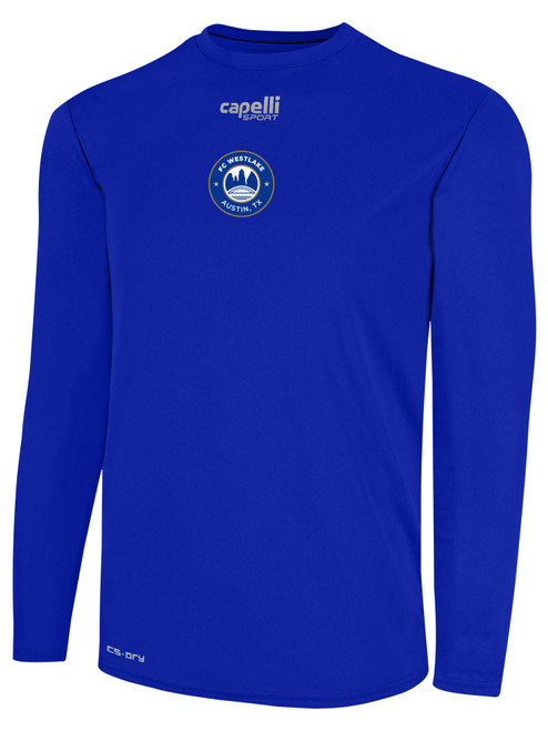 FC WESTLAKE BASICS CREW NECK LONG SLEEVE POLY TEE ROYAL BLUE