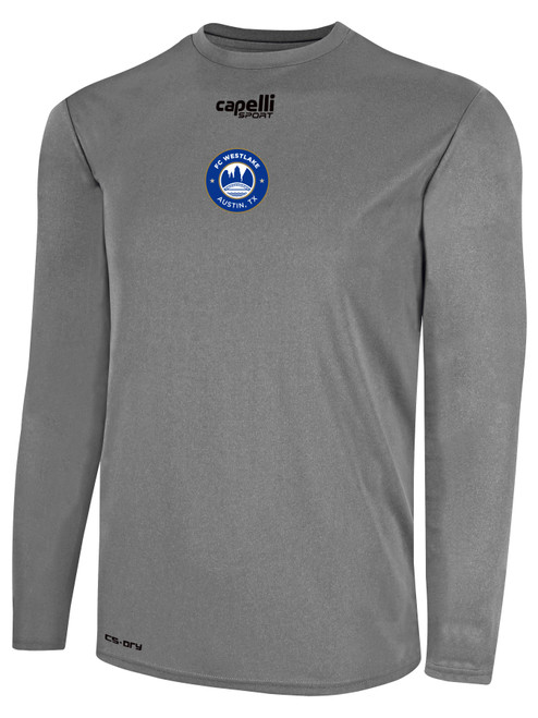 FC WESTLAKE BASICS CREW NECK LONG SLEEVE POLY TEE LIGHT HEATHER GREY