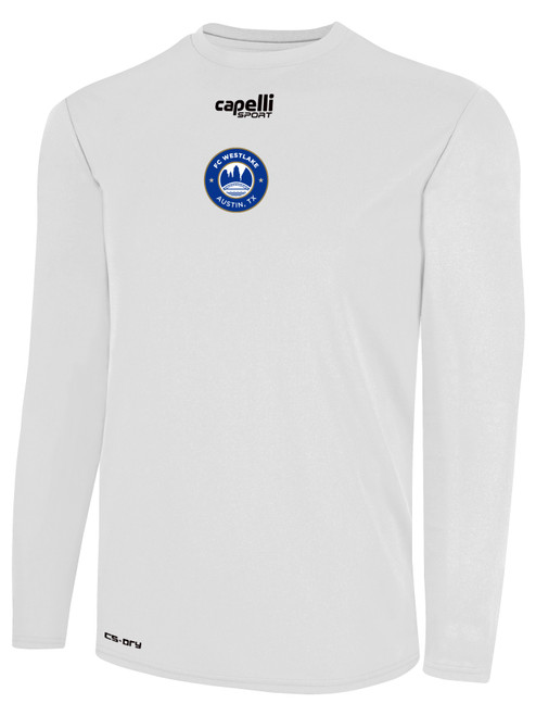 FC WESTLAKE BASICS CREW NECK LONG SLEEVE POLY TEE WHITE