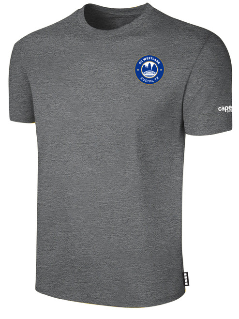 FC WESTLAKE BASICS COTTON TEE CREST ON WEARERS LEFT CHEST DARK HEATHER GREY WHITE