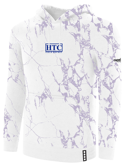 LIFESTYLE MARBLE FLEECE PULLOVER HOODIE WITH SLEEVE LOGO WHITE SOFT LAVENDER