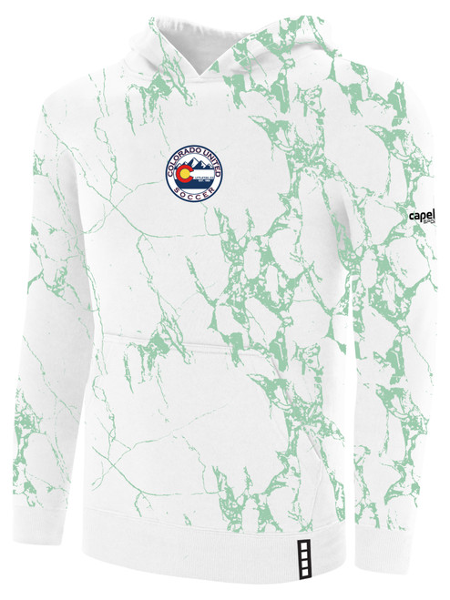 COLORADO UNITED LIFESTYLE MARBLE FLEECE PULLOVER HOODIE WHITE MINT