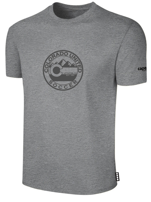 COLORADO UNITED BASICS COTTON TEE CREST ON WEARER'S CENTER CHEST LIGHT HEATHER GREY BLACK