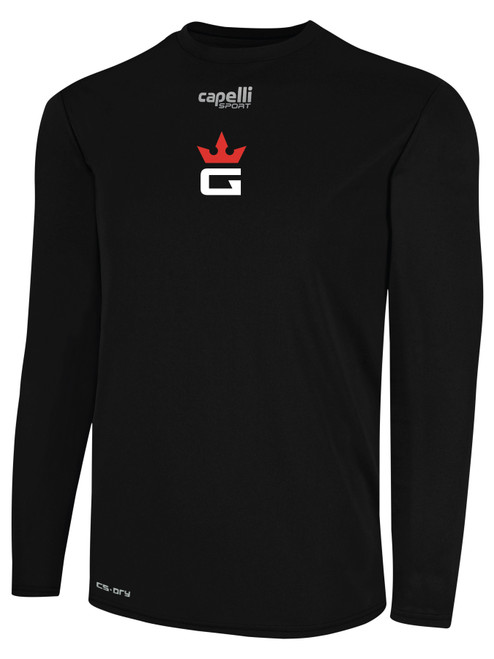 UTAH GLORY BASICS CREW NECK LONG SLEEVE POLY TEE BLACK