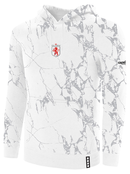 UTAH GLORY LIFESTYLE MARBLE FLEECE PULLOVER HOODIE WHITE LIGHT GREY