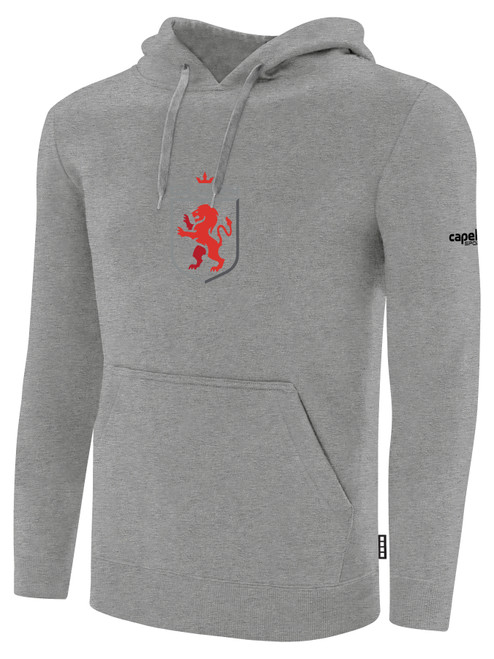 UTAH GLORY BASICS FLEECE PULLOVER HOODIE TEAM CREST ON WEARERS CENTER CHEST LIGHT HEATHER GREY BLACK