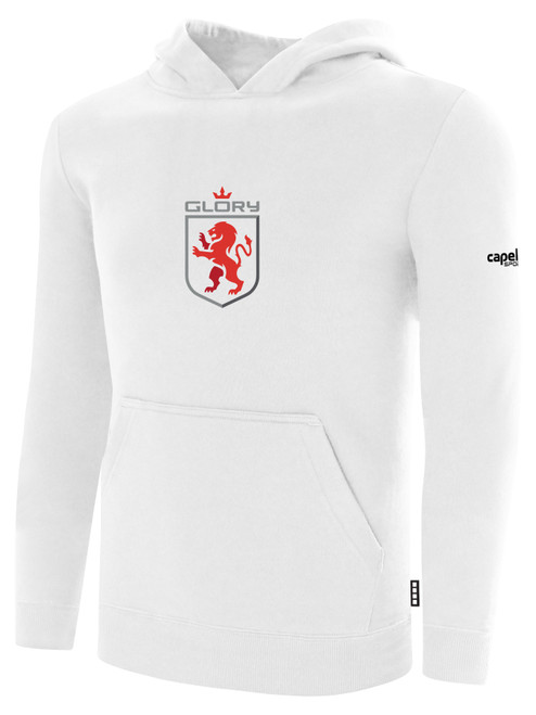 UTAH GLORY BASICS FLEECE PULLOVER HOODIE TEAM CREST ON WEARERS CENTER CHEST WHITE BLACK
