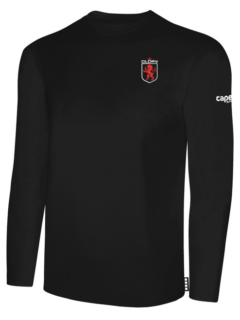UTAH GLORY BASICS LONG SLEEVE COTTON TEE TEAM CREST ON WEARERS LEFT CHEST BLACK WHITE