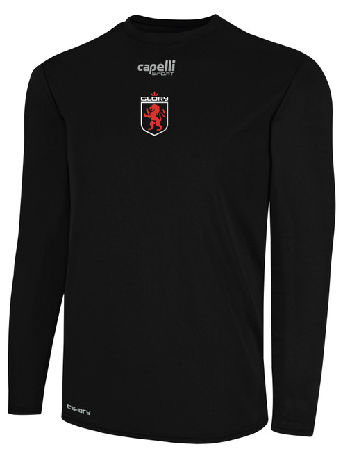 UTAH GLORY BASICS CREW NECK LONG SLEEVE POLY TEE BLACK