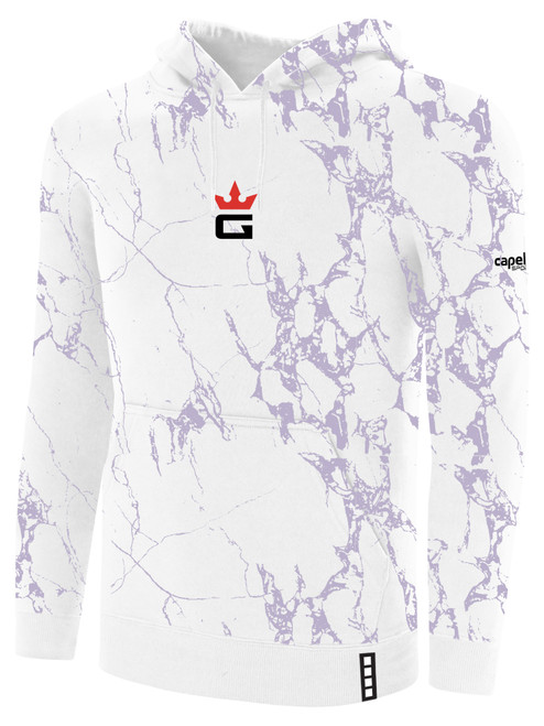 UTAH GLORY LIFESTYLE MARBLE FLEECE PULLOVER HOODIE WHITE SOFT LAVENDER