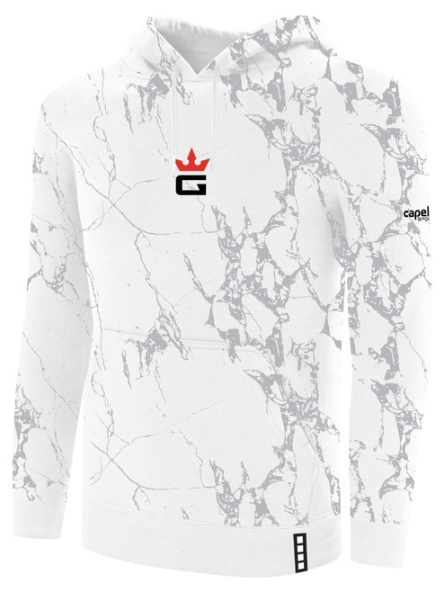 UTAH GLORY LIFESTYLE MARBLE FLEECE PULLOVER HOODIE WHITE LIGHT GREY