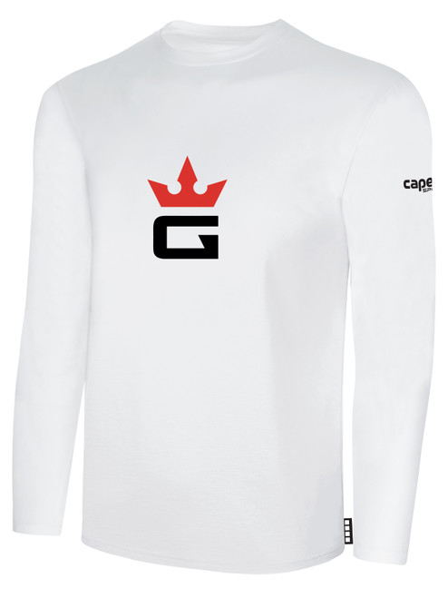 UTAH GLORY BASICS LONG SLEEVE COTTON TEE TEAM CREST ON WEARERS CENTER CHEST WHITE BLACK