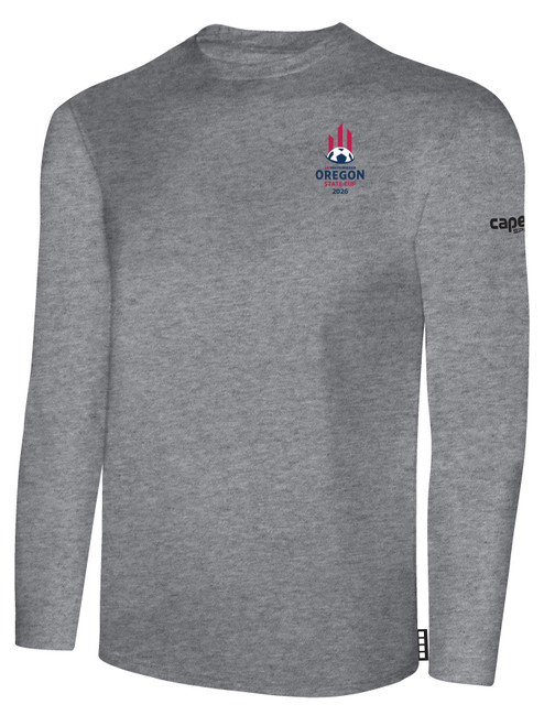 OREGON YSA STATE ODP BASICS COTTON LONG SLEEVE T-SHIRT CREST LEFT CHEST LIGHT HEATHER GREY BLACK