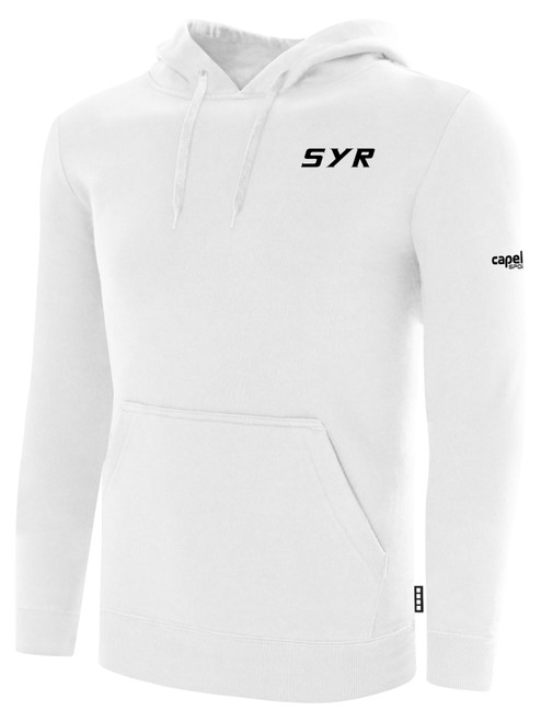 SYR FIELD HOCKEY BASICS FLEECE PULLOVER HOODIE TEAM CREST ON WEARERS LEFT CHEST WHITE BLACK