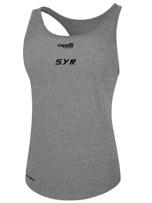 SYR FIELD HOCKEY BASICS RACER BACK TANK CREST CENTER CHEST LIGHT HEATHER GREY