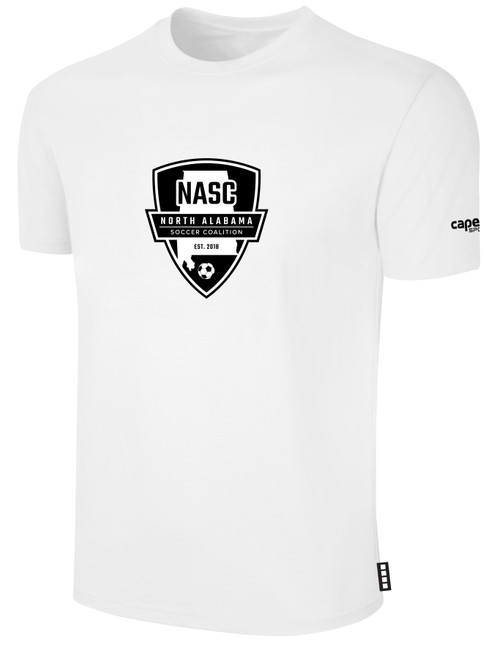 NORTH ALABAMA SC BASICS COTTON TEE CREST ON WEARERS CENTER CHEST WHITE BLACK