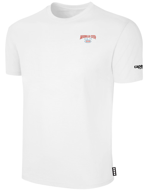USA FIELD HOCKEY WORLD CUP BASICS COTTON TEE CREST LEFT CHEST AND LARGE CENTER BACK WHITE BLACK