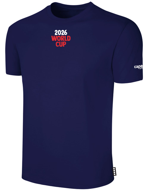 USA FIELD HOCKEY WORLD CUP BASICS COTTON TEE CREST CENTER CHEST AND LARGE CENTER BACK NAVY WHITE