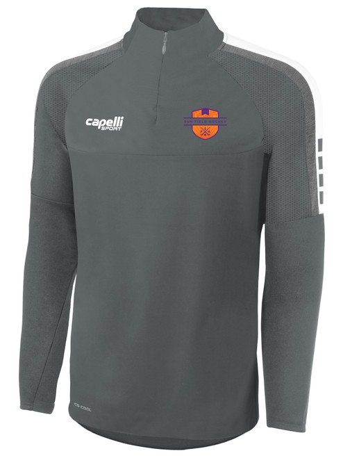 SUN FIELD HOCKEY MADISON 1/4 ZIP TECHNICAL TRANING TOP MEDIUM GREY WHITE 
