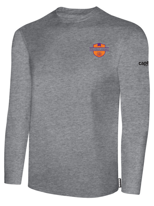 SUN FIELD HOCKEY BASICS COTTON LONG SLEEVE T-SHIRT CREST ON WEARERS LEFT CHEST LIGHT HEATHER GREY 