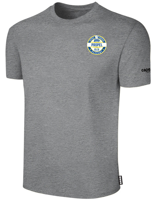 PROPEL FUTSAL SA BASICS COTTON TEE CREST ON WEARERS LEFT CHEST LIGHT HEATHER GREY BLACK