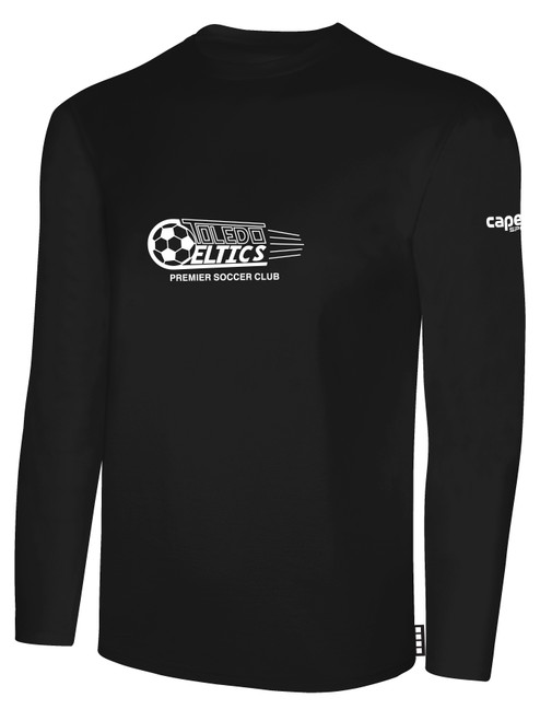 TOLEDO CELTIC BASICS LONG SLEEVE COTTON TEE CREST CENTER CHEST BLACK WHITE
