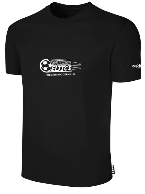 TOLEDO CELTIC BASICS COTTON TEE CREST ON WEARERS CENTER CHEST BLACK WHITE