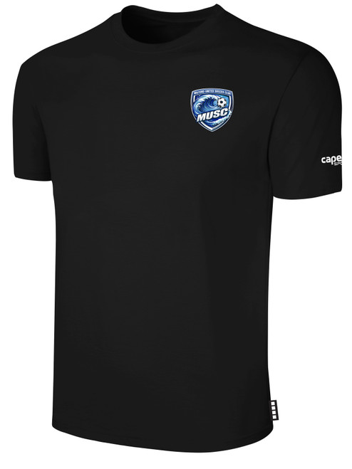 MILFORD UNITED SC BASICS COTTON TEE CREST LEFT CHEST BLACK WHITE