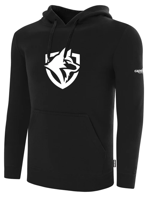 DIABLO VALLEY BASICS FLEECE HOODIE CREST ON CENTER CHEST BLACK WHITE