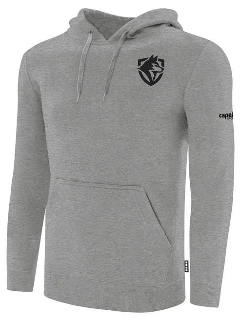 DIABLO VALLEY BASICS FLEECE HOODIE CREST ON LEFT CHEST LIGHT HEATHER GREY BLACK