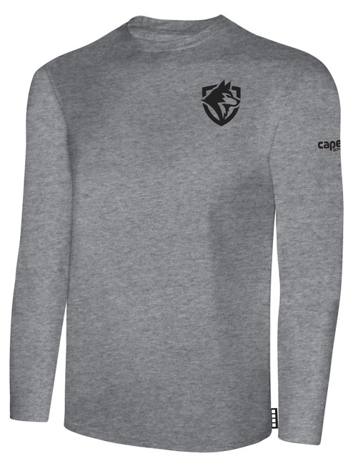 DIABLO VALLEY BASICS LONG SLEEVE COTTON TEE CREST ON LEFT CHEST LIGHT HEATHER GREY BLACK