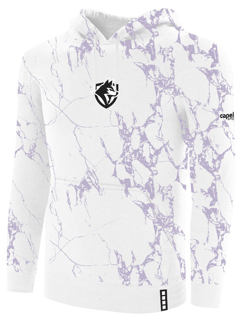 THE WOLVES FC LIFESTYLE MARBLE FLEECE PULLOVER HOODIE WHITE SOFT LAVENDER
