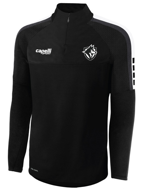 THE WOLVES FC MADISON 1/4 ZIP TECHNICAL TRAINING TOP BLACK WHITE
