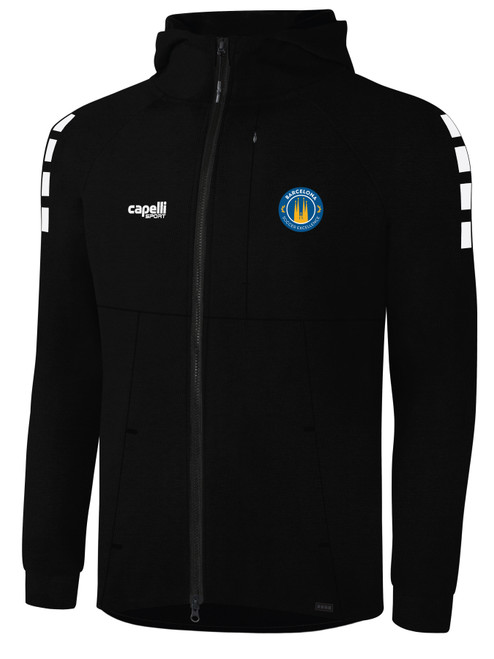 BARCELONA SOCCER EXCELLENCE ACADEMY TECH II ZIP UP HOODIE BLACK WHITE