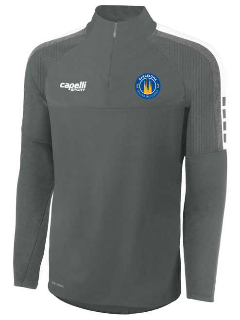 BARCELONA SOCCER EXCELLENCE ACADEMY MADISON 1/4 ZIP TECHNICAL TRAINING TOP MEDIUM GREY WHITE -KIT